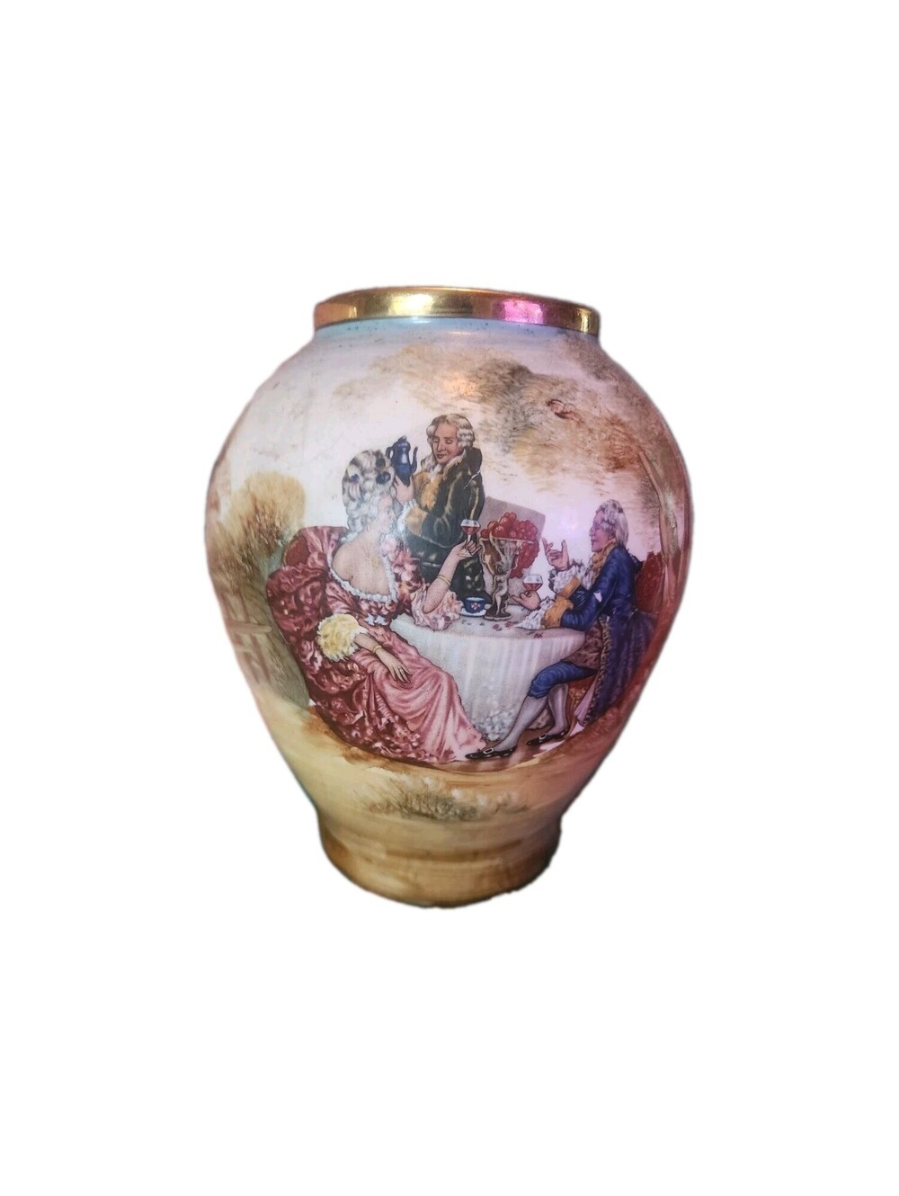 Vase Small Multicolor Ceramic Hand-painted Landscape Accents